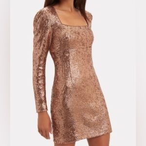 INTERMIX Metallic Sequin Midi Dress - Bronze